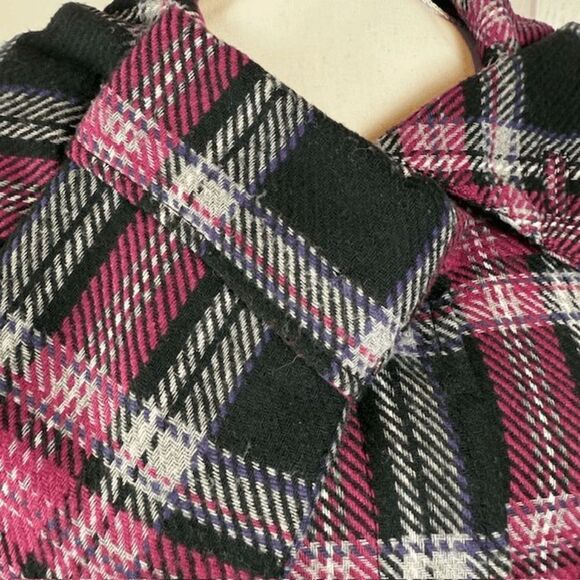 ROXY Wool Blend Pink Black Plaid Peacoat Hidden Button Collared Size Large - Picture 4 of 15